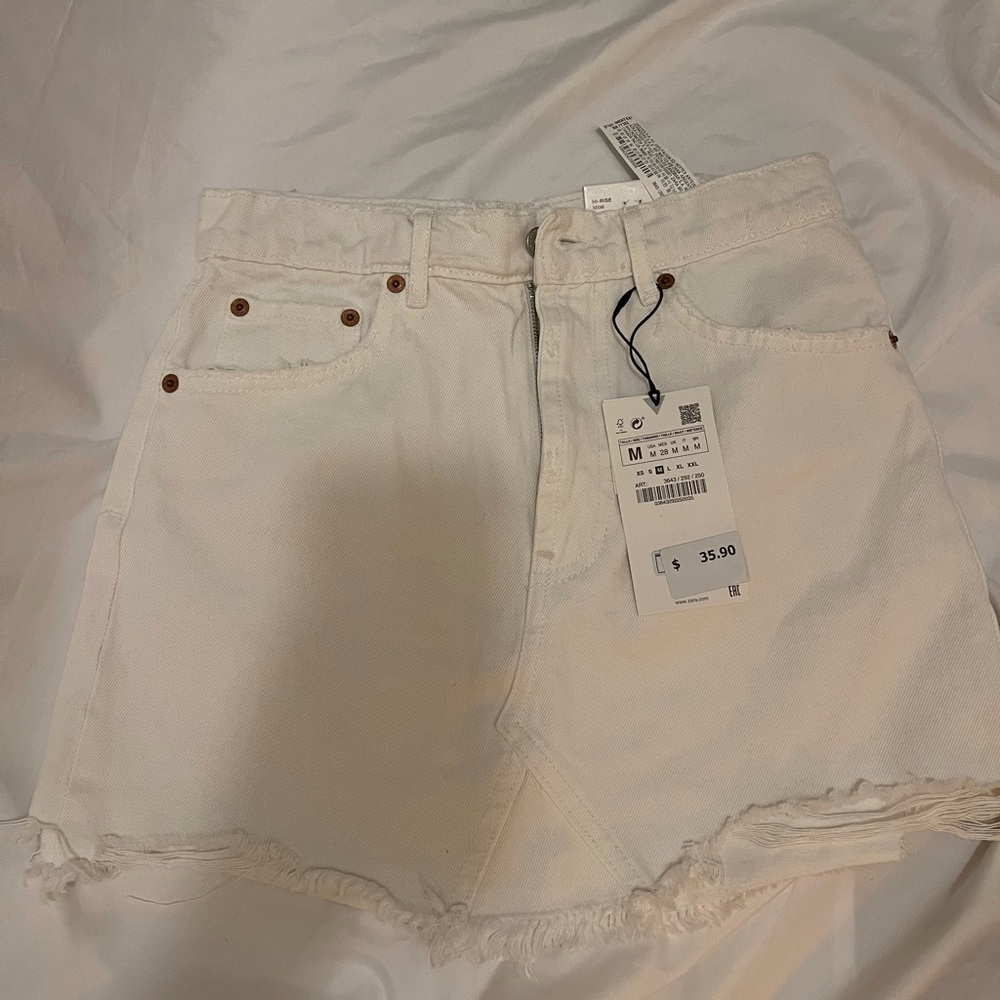 Zara white jean mini skirt